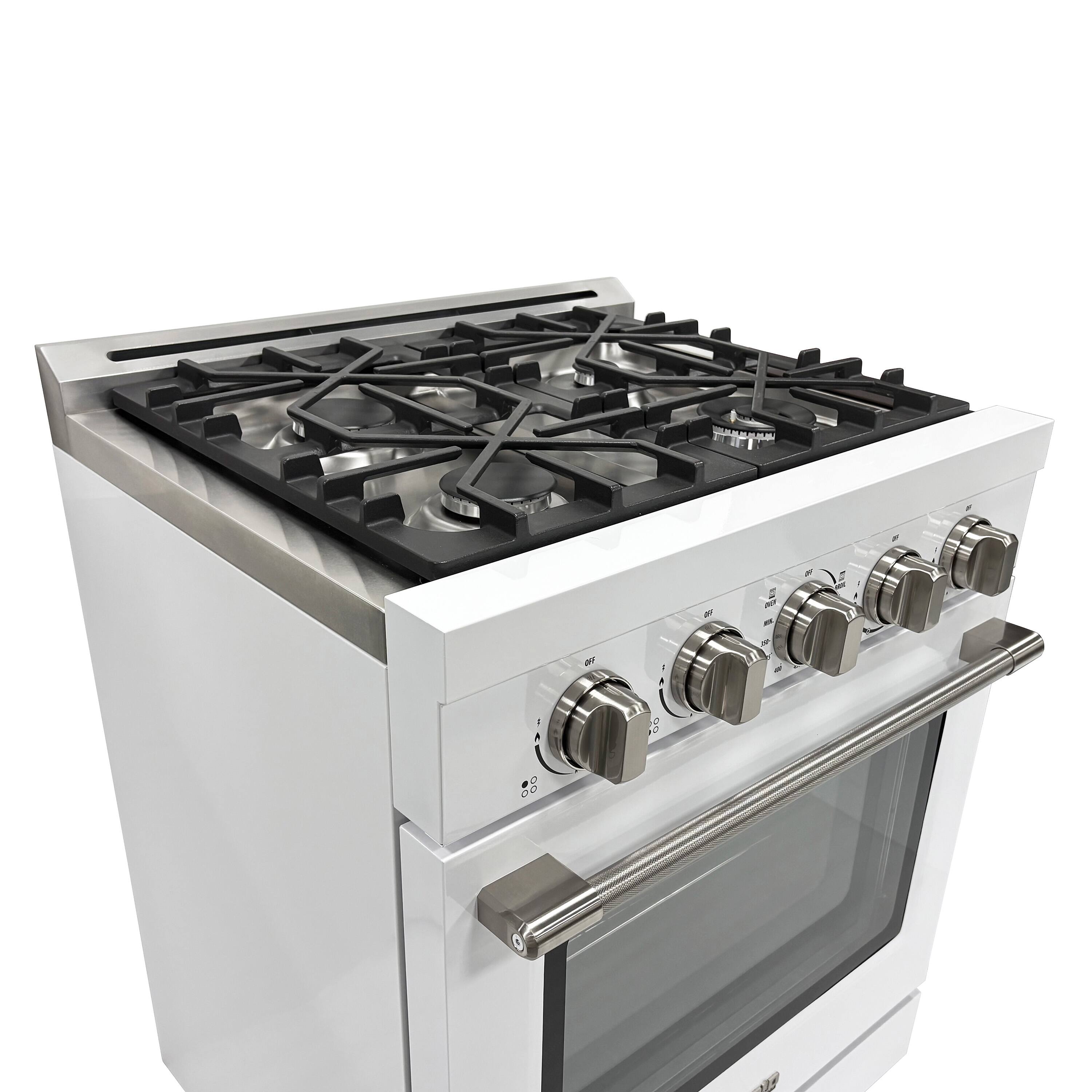 Alt View 5. Unique Appliances - Off-Grid 30 in. Wide 4 Burner 5.1 Cu. Ft. Freestanding LP Gas Range with Waist-High Broiler and Manual Clean - White.