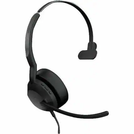 Front. Jabra - Jabra Evolve2 50 Headset - Microsoft Teams Certification - Mono - USB Type C, USB Type A - Wired/Wireless - Bluetooth - Blue.