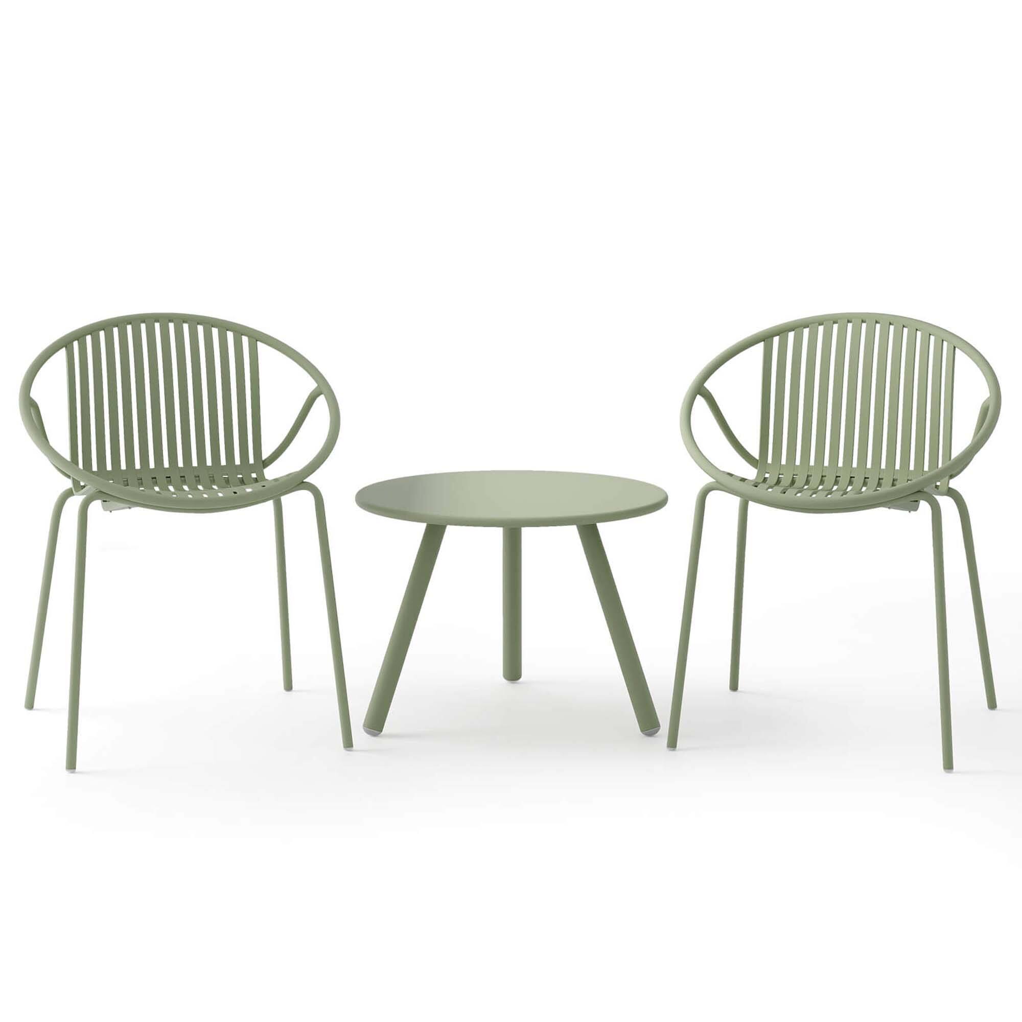 Alt View 9. Costway - 3 Pieces Bistro Set All Weather PP Patio Conversation Set with Round Coffee table - Green.