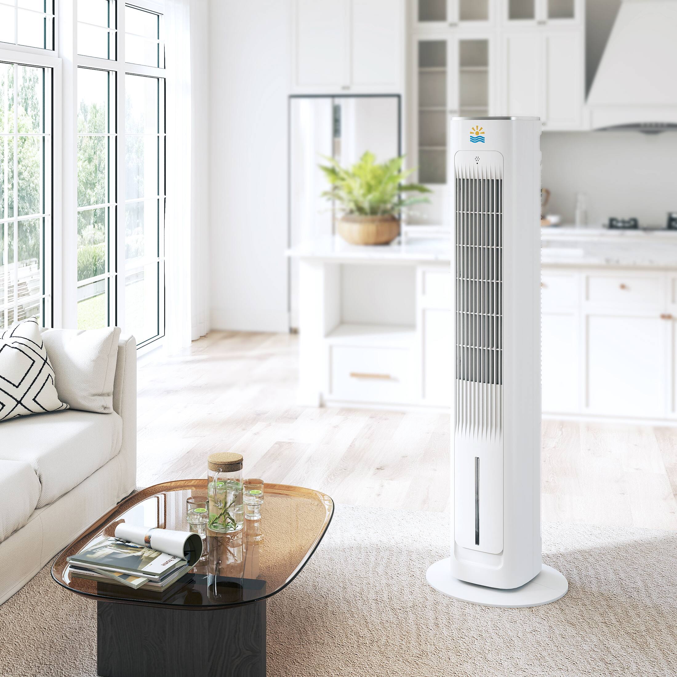 Alt View 7. Etust - Etust 38" Tower Oscillating Fan with Humidifier, Quiet Bedroom Cooling Fan with Timer and Evaporative Air Cooling - White.