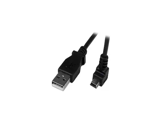 Front. StarTech.com - StarTech USBAMB2MD 2m Mini USB A to Down Angle Mini B Cable - Black.