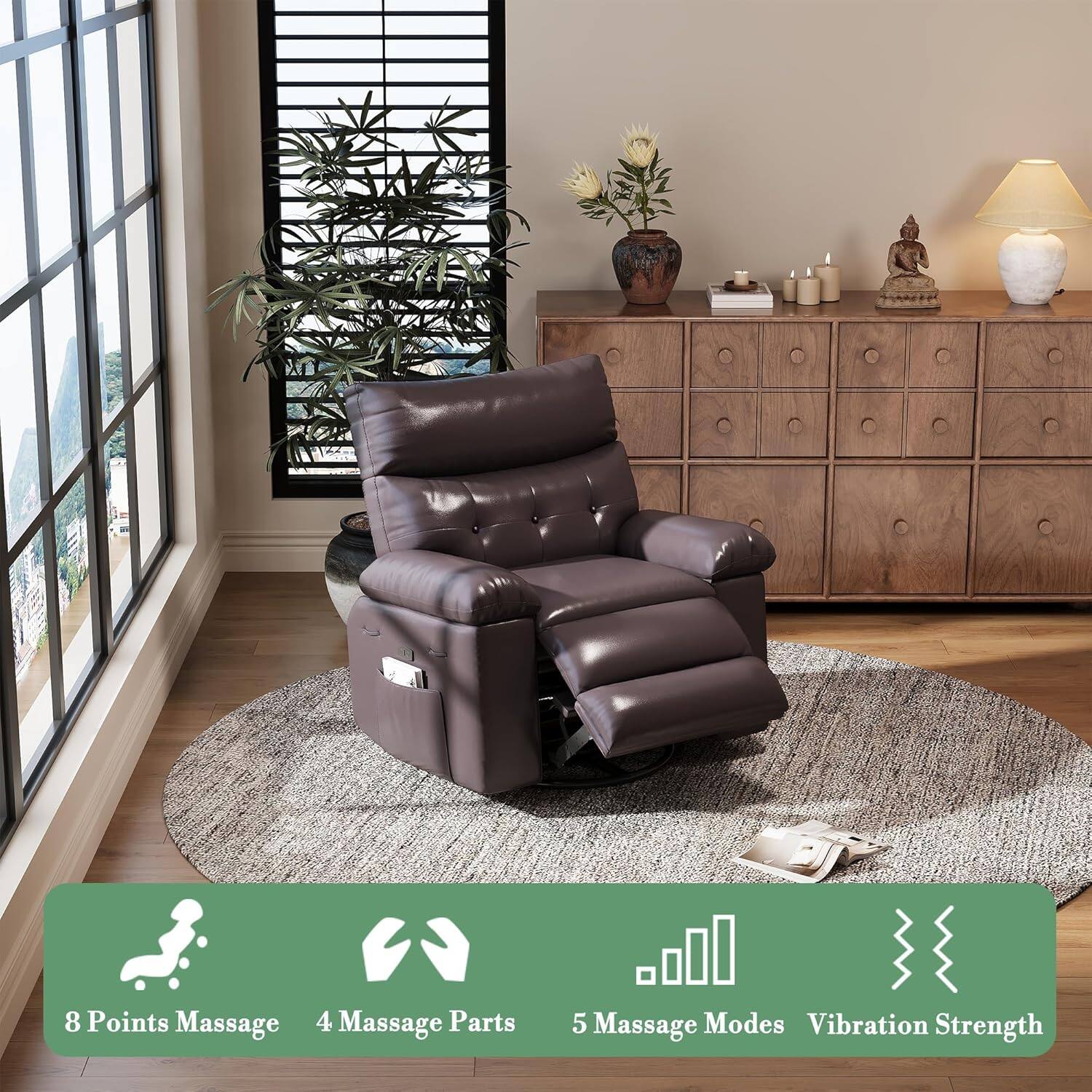 8 Points Massage  
4 Massage Parts  
5 Massage Modes  
Vibration Strength