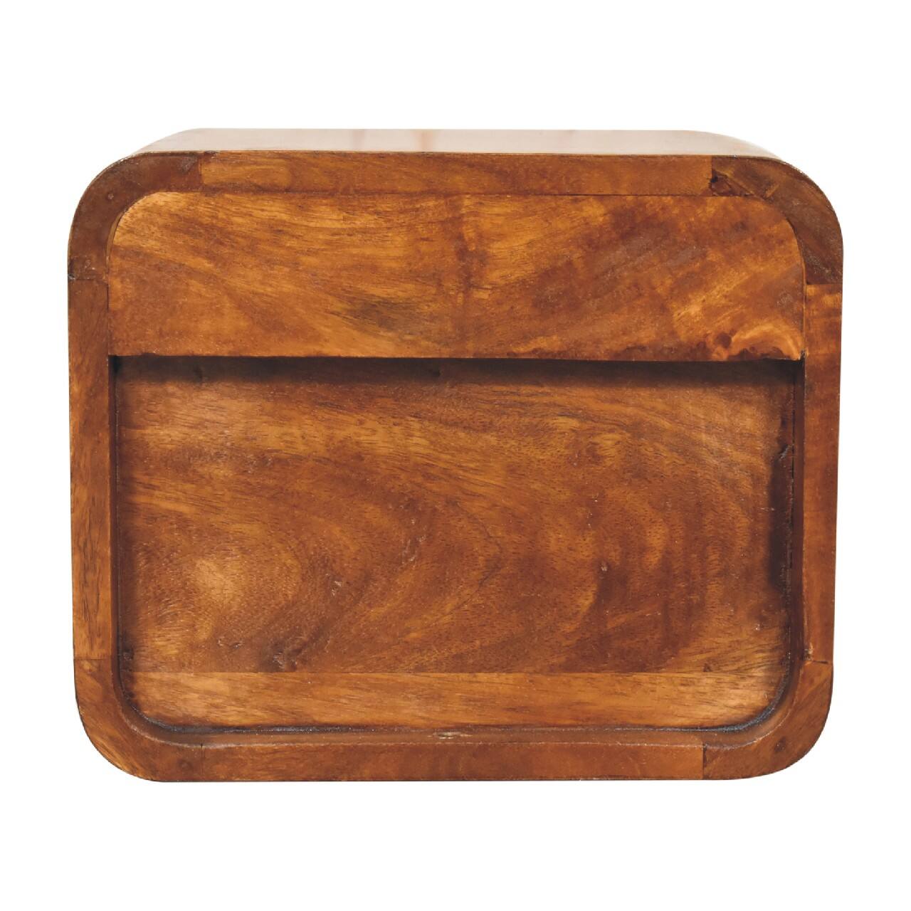 Alt View 5. Artisan Furniture - Artisan Furniture Solid Wood Mini Curve Floating nightstand, 1 Drawer, 1 Shelf, Dark Brown - Dark Brown.