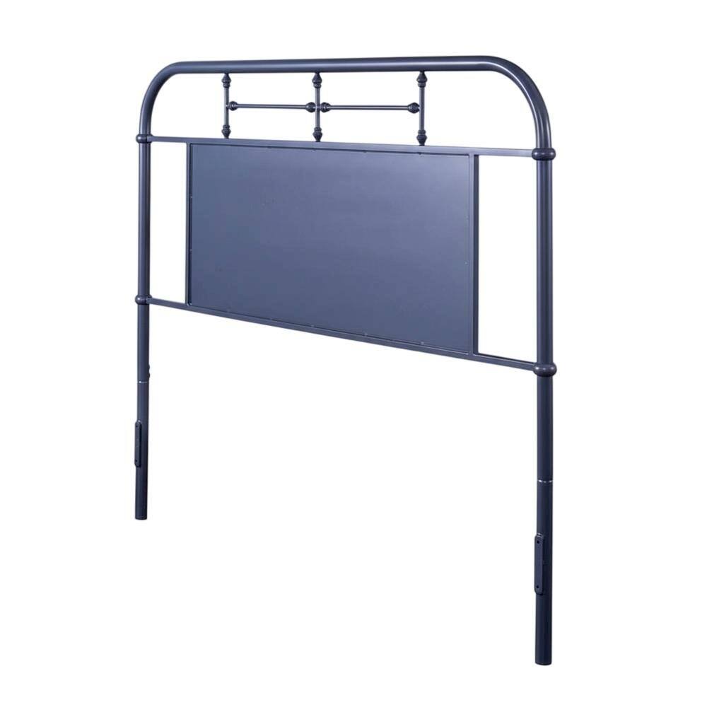 Left. Starlight Canyon Home - Distressed Metal Queen Metal Headboard with Vintage Design and Metal Tube Frame - Blue.