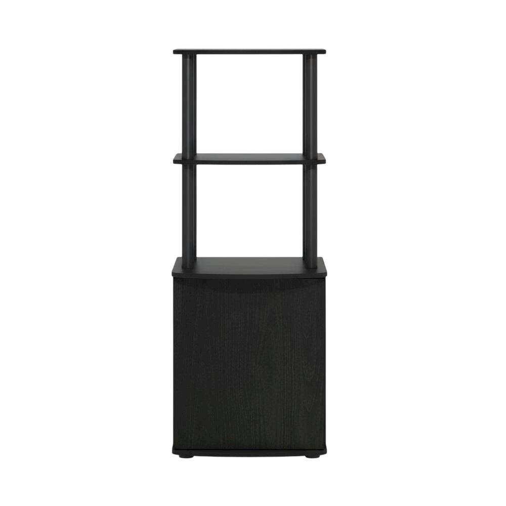 Alt View 3. FurniFact - Wooden TV Stand with Storage Cabinet and Tall Design in Blackwood/Black - Black.