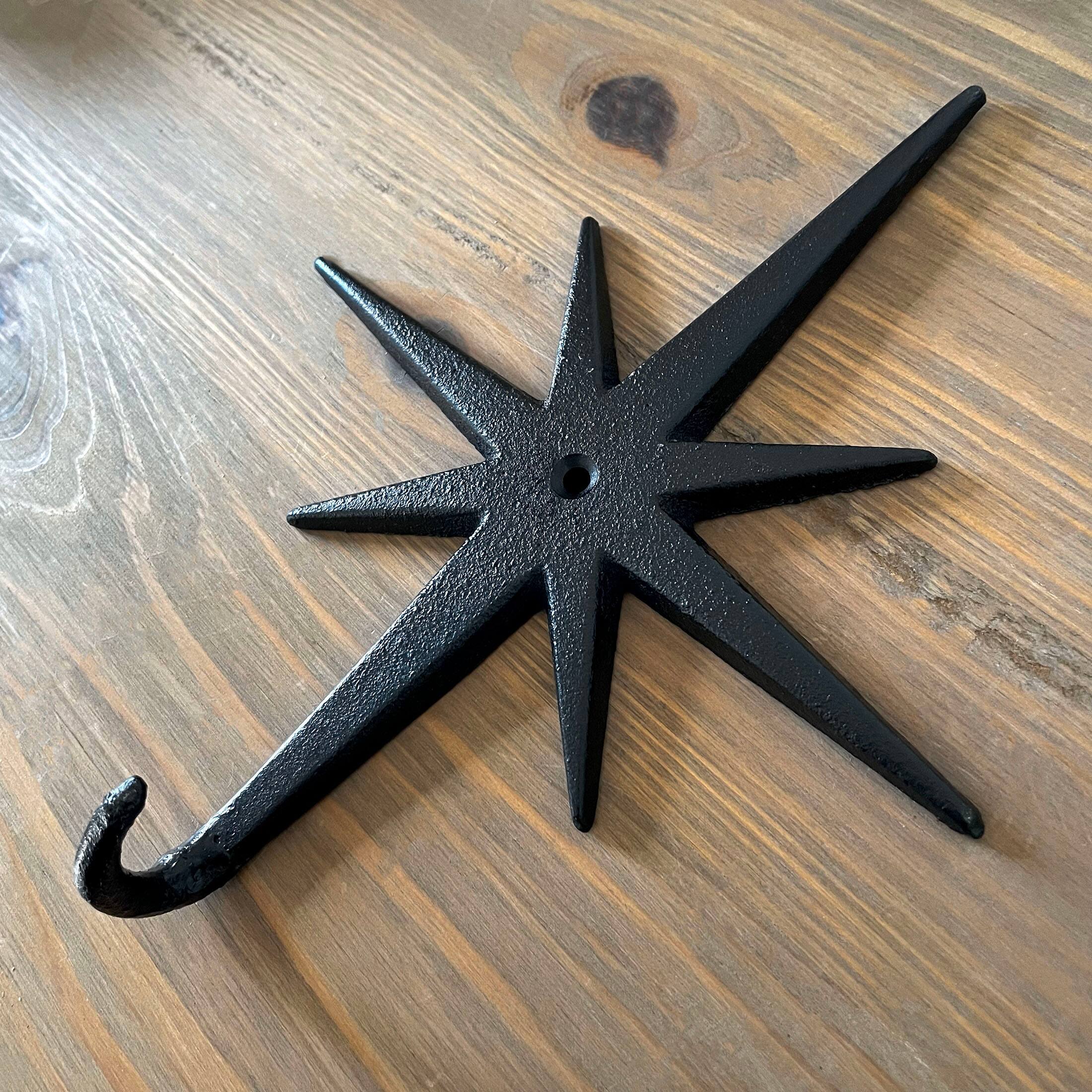 Alt View 4. Zeckos - Set of 3 Atomic Starburst Wall Hooks – Mid-Century Modern Design, Black Finish - Black.