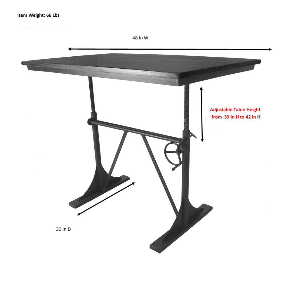 Item Weight: 66 Lbs  
48 In W  
Adjustable Table Height from 30 In H to 42 In H  
30 In D