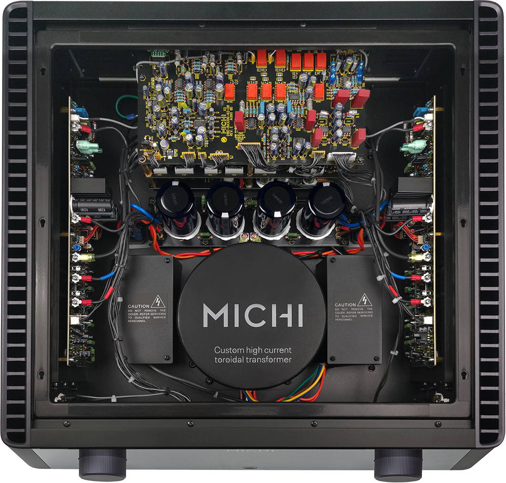 The text on the image reads: "Custom high current toroidal transformer Michi."