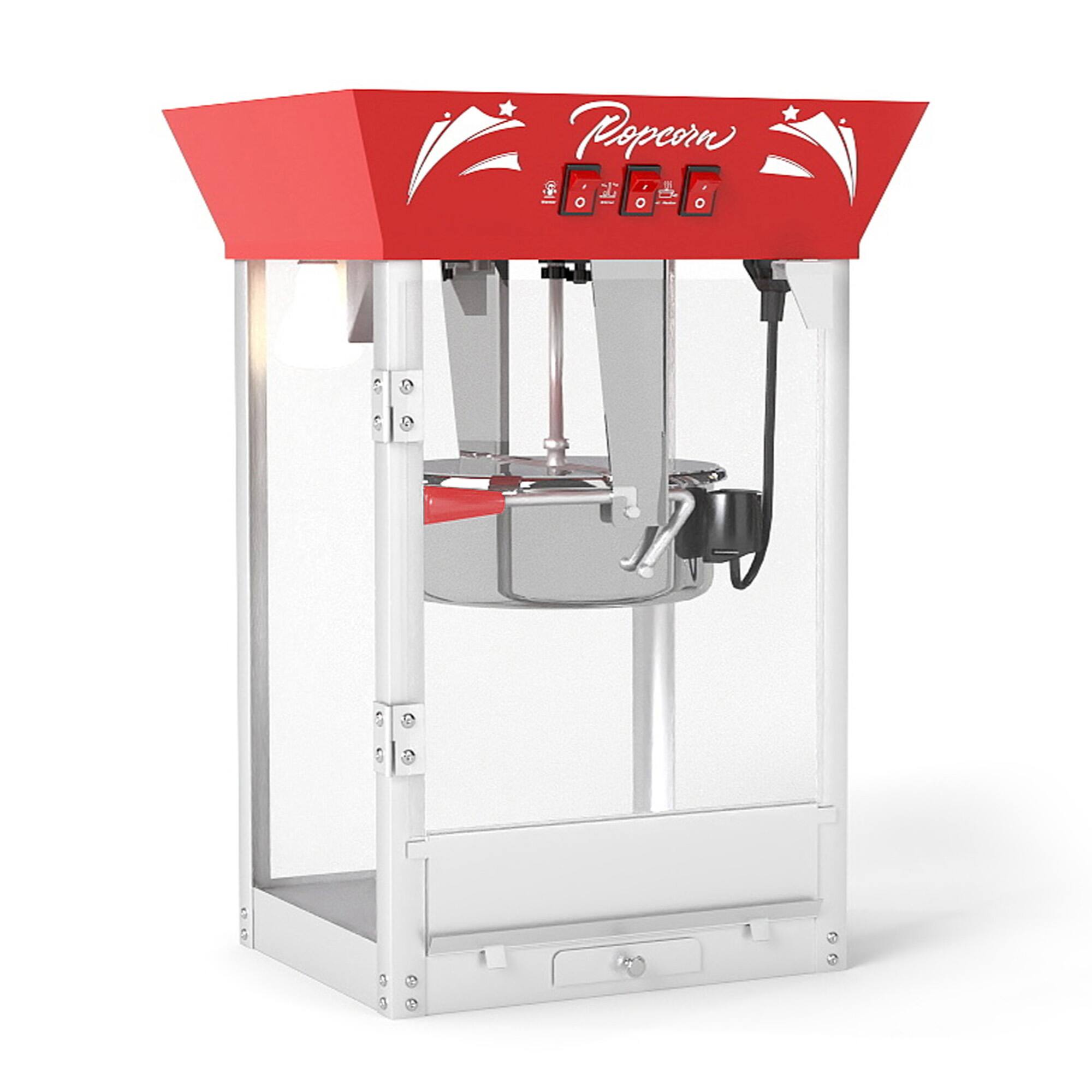 Alt View 6. GOODSILO - Commercial Popcorn Maker Machine, 12 Oz Kettle, Stainless Steel, Tempered Glass, 850W Countertop Popper - Red.