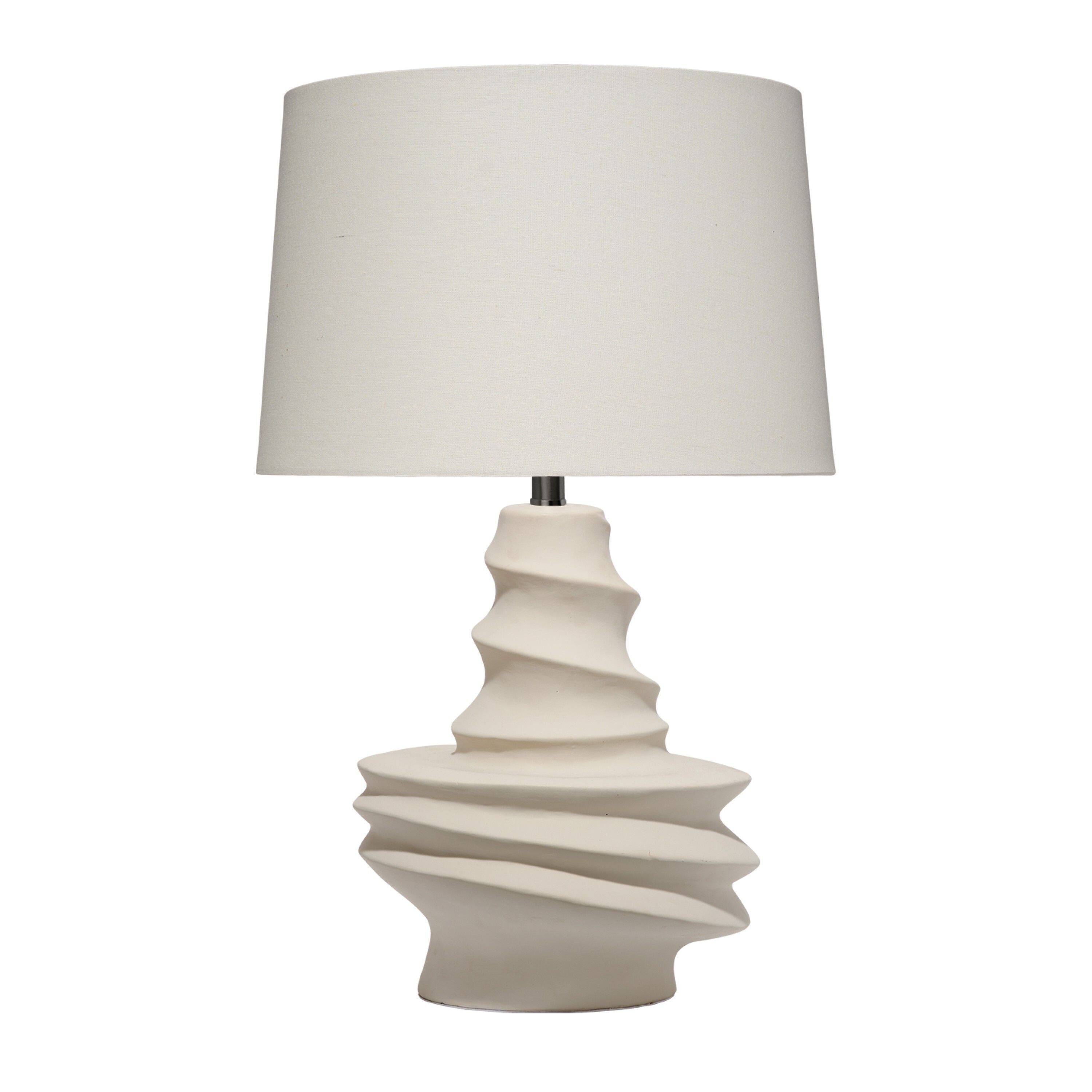 Front. Manhattan Lane - Liny Accent Table Lamp, Linen Shade, Modern Dynamic Base 29 Inch - Ivory.