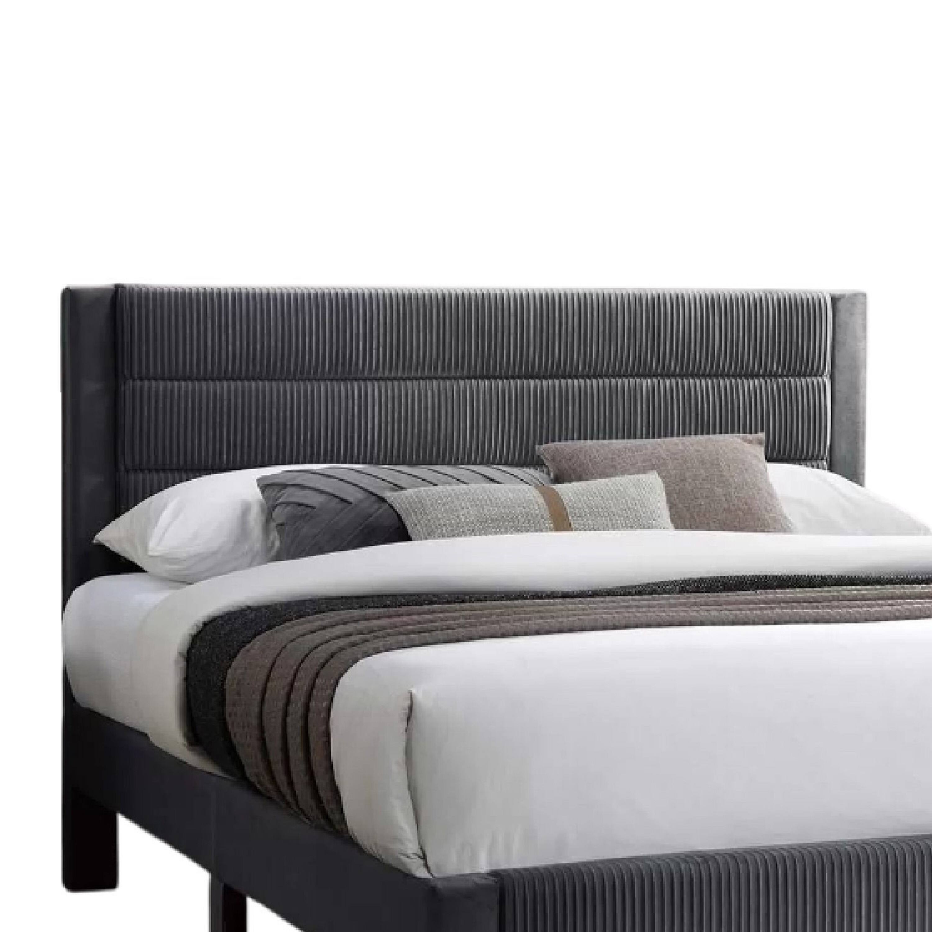 Back. Manhattan Lane - Daisy Full Bed w Drawer, Charcoal Gray Corduroy Upholstery, Foam - Charcoal Gray.