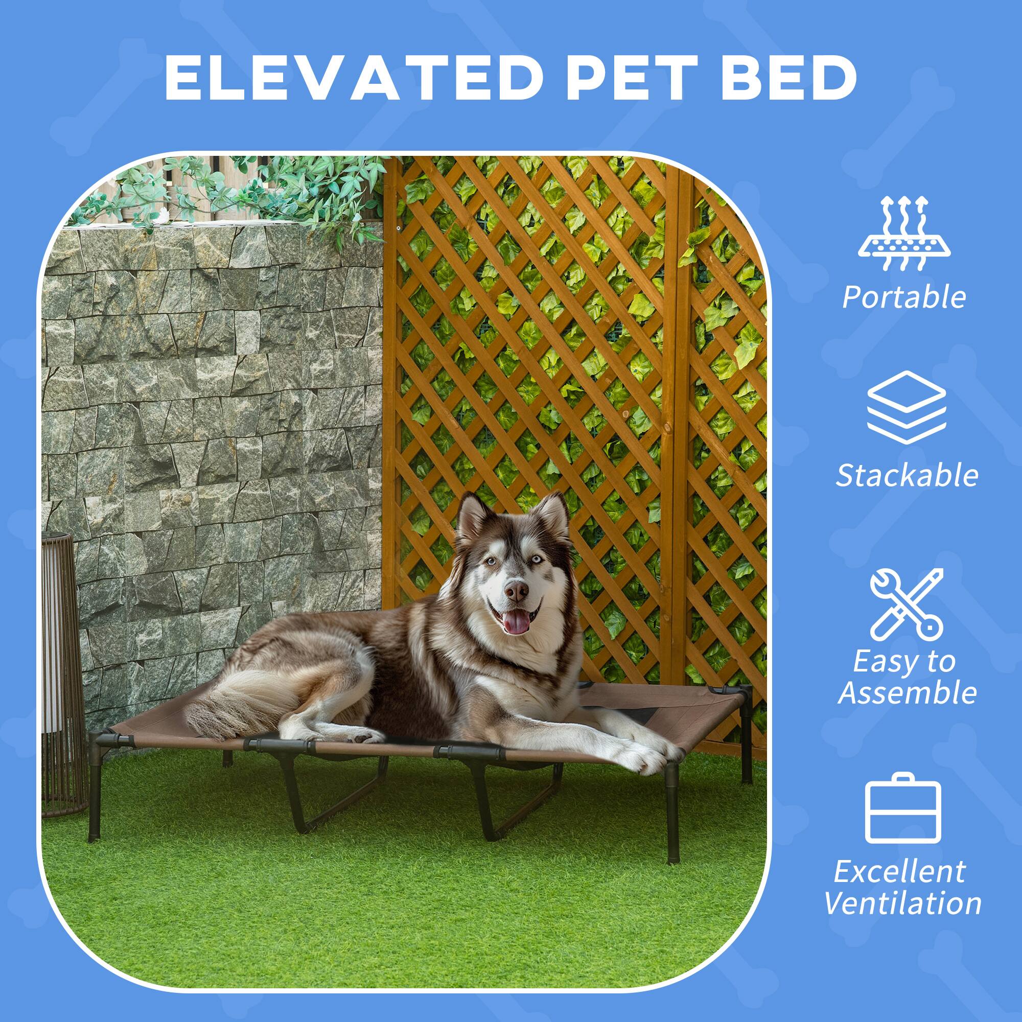 ELEVATED PET BED

- Portable
- Stackable
- Easy to Assemble
- Excellent Ventilation