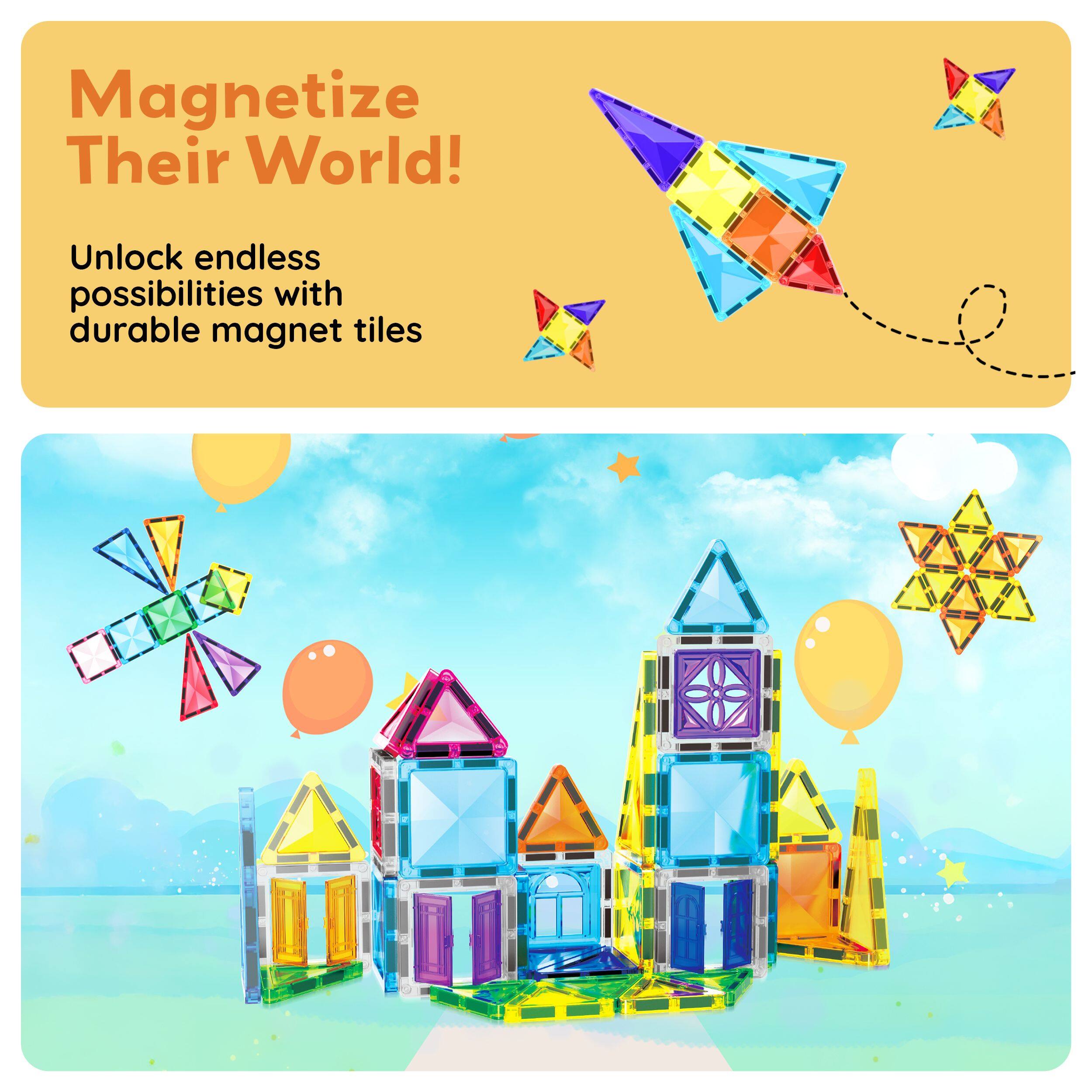 Magnetize Their World!  
Unlock endless possibilities with durable magnet tiles