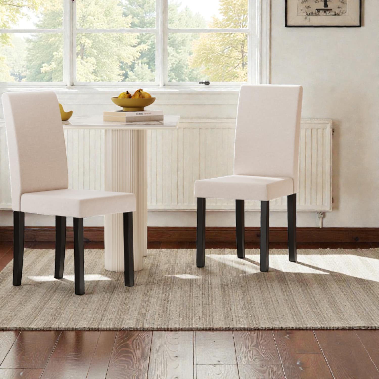 Hivvago - Modern Upholstered Parsons Chair Set of 2 with Sleek Mid-Century Design - Beige