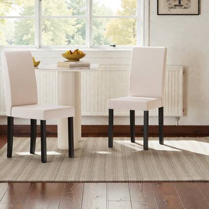 Front. Hivvago - Modern Upholstered Parsons Chair Set of 2 with Sleek Mid-Century Design - Beige.