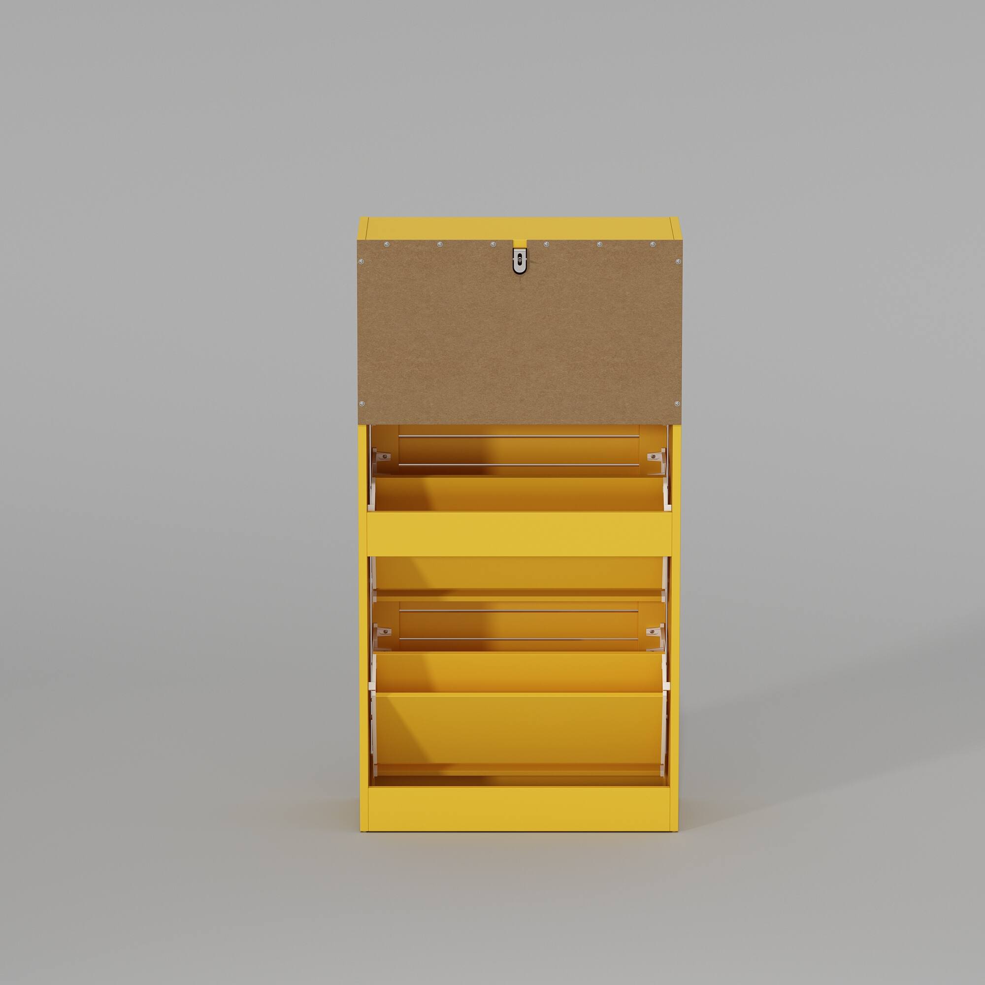 Back. Famapy - Famapy Space - Saving Rustic Shoe Cabinet 3 Flip Drawers Adjustable Shelves to Tame Clutter & Enhance Entryway Style - Yellow.