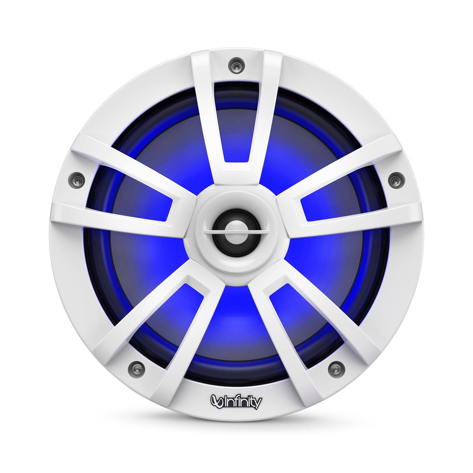 Alt View 4. Infinity - Infinity 822MLW Marine 8 Inch RGB LED Coaxial Speakers - White - Black/Gray.