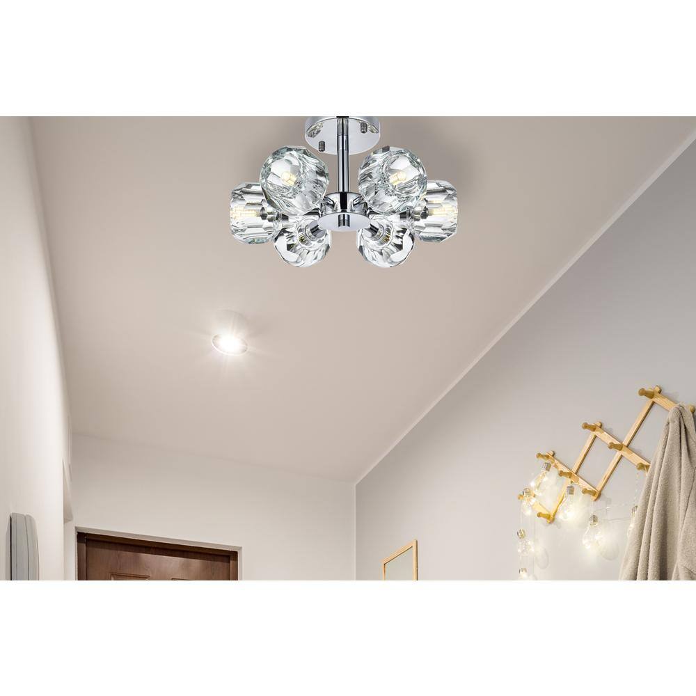 Angle. Elegant Lighting - Eren 14 inch Flush Mount in Chrome - Chrome.