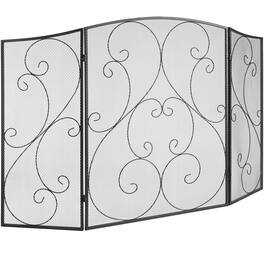 VEVOR - Fireplace Screen 3 Panel, Sturdy Iron Mesh Fireplace Screen, 48"(L) x30.2"(H) Spark Guard Cover, No Assembly Required - Black