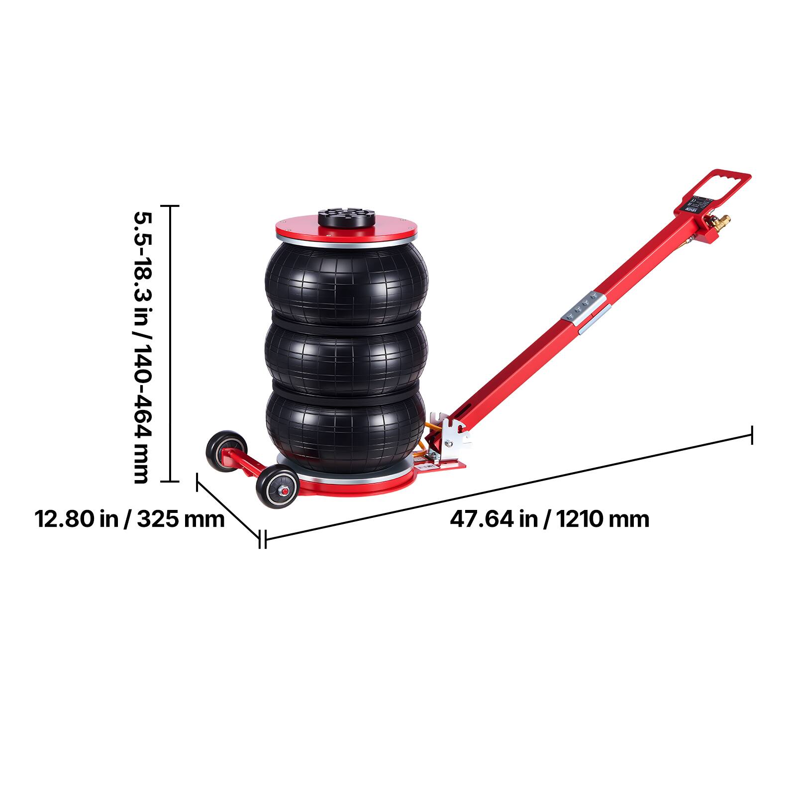 5.5-18.3 in / 140-464 mm  
12.80 in / 325 mm  
47.64 in / 1210 mm