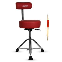5 CORE - Drum Throne w Backrest 4" Padded Stool Airlift Adjustable 25.5" Drummer Chair 441Lb Capacity - Red
