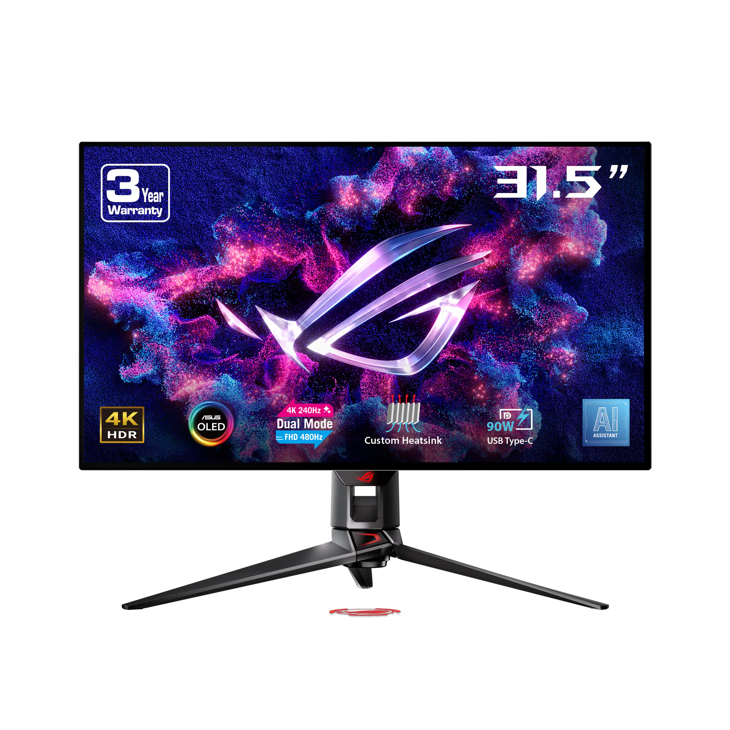 ASUS - ROG Swift 32" Dual Mode (4K 240Hz, FHD 480Hz) OLED 0.03ms Gaming Monitor with FreeSync and HDR (DisplayPort, HDMI) - Black