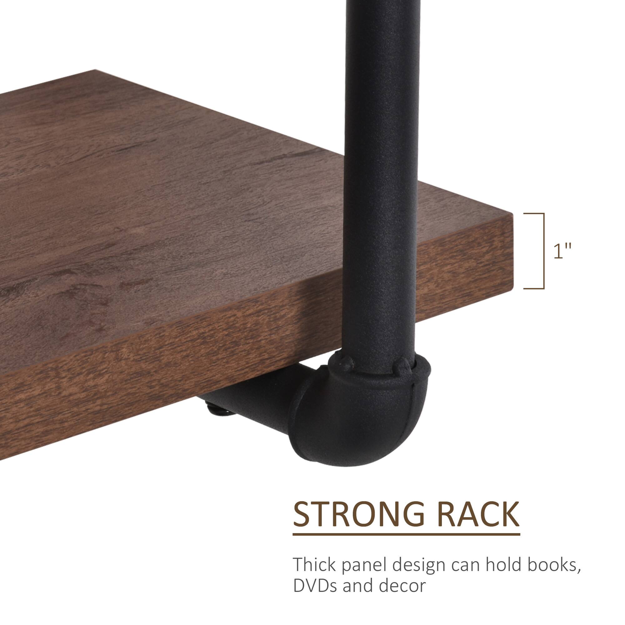 STRONG RACK  
Thick panel design can hold books, DVDs and decor