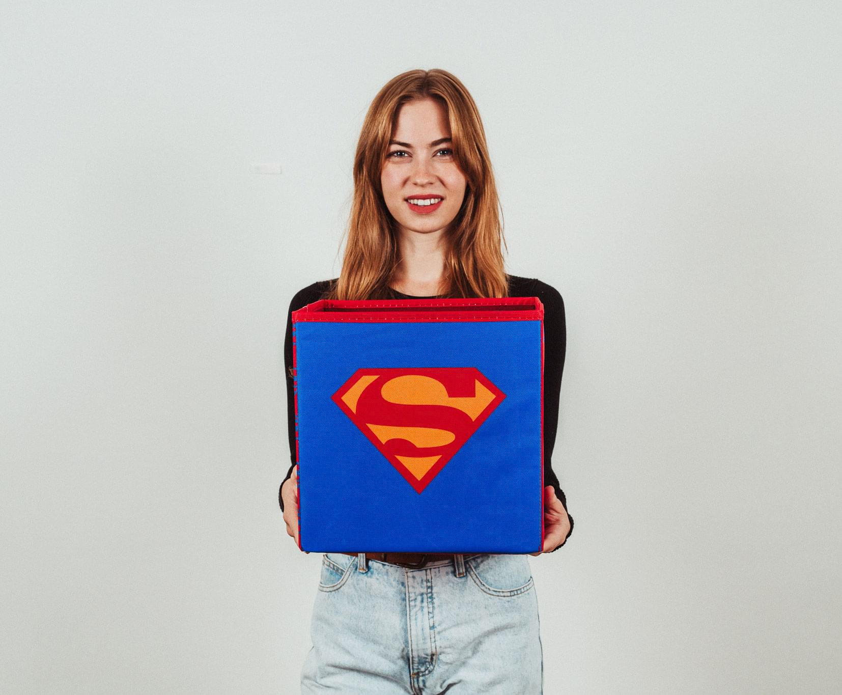 Alt View 4. DC Universe - DC Comics Superman Logo Storage Bin Cube Organizer | 11 Inches - Red.