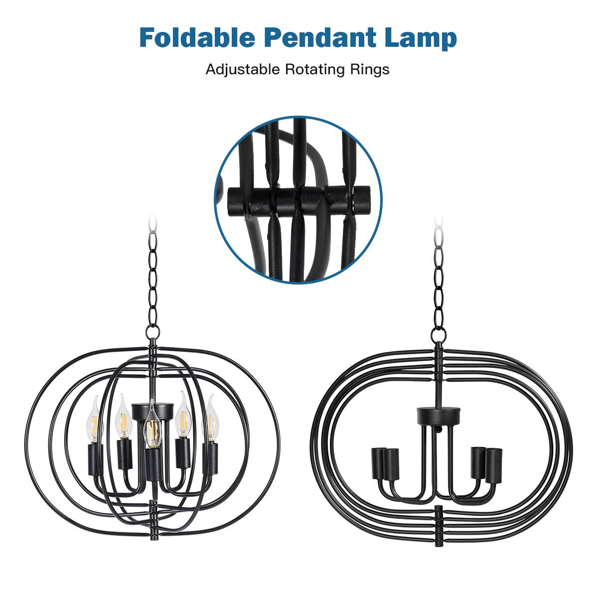 Foldable Pendant Lamp  
Adjustable Rotating Rings