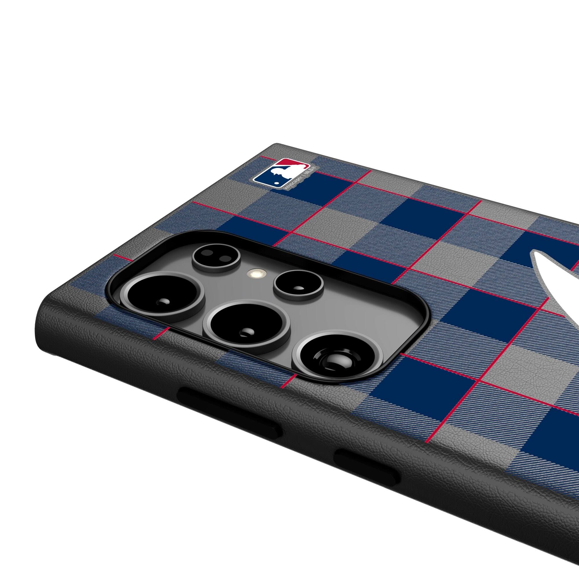 Alt View 3. Keyscaper - Atlanta Braves Plaid Galaxy Magnetic Bump Case - S25 - Black.