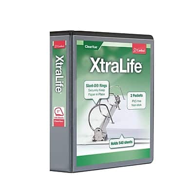 Cardinal - XtraLife ClearVue Heavy Duty 2" 3-Ring Non-View Binders, D-Ring - Black