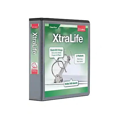XtraLife
ClearVue
Slant-DO Rings
Securely Keep Paper in Place
2 Pockets
PVC-free Non-stick
Holds 540 sheets