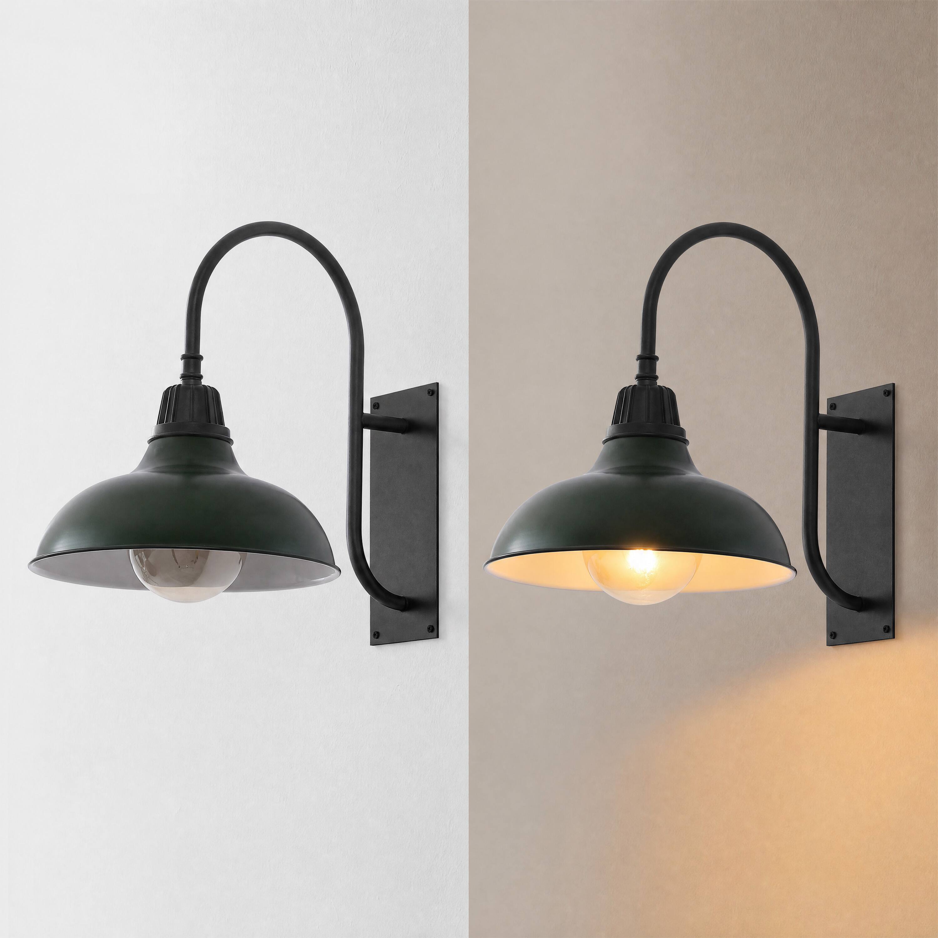 Alt View 6. Jonathan Y - Stanley 12.25" 1-Light Farmhouse Industrial Indoor/Outdoor Metal LED Gooseneck Arm Outdoor Sconce, Kombu Green - Kombu Green.