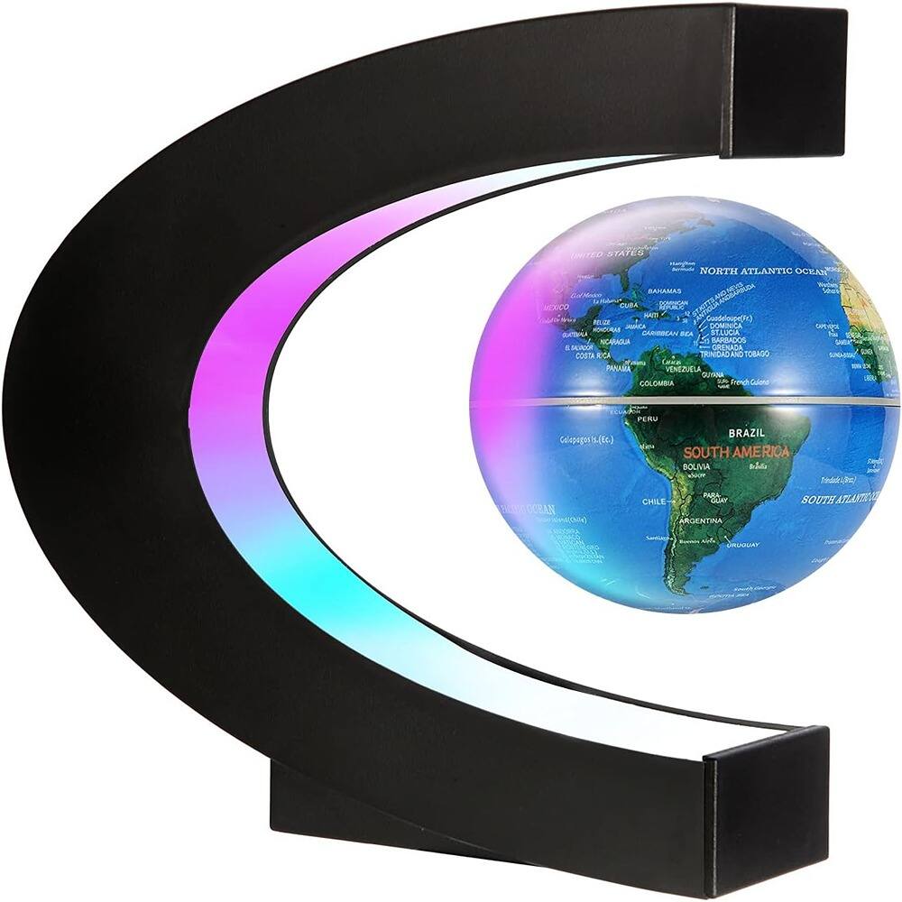 MOSZAR LLC - Magnetic Floating World Map Globe with LED C-Frame Display