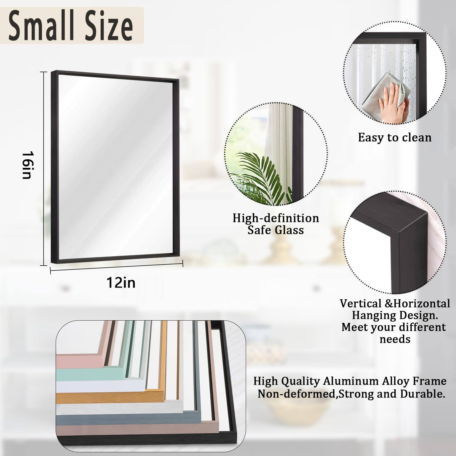 Small Size  
16in x 12in  

- High-definition Safe Glass  
- Easy to clean  
- Vertical & Horizontal Hanging Design. Meet your different needs  
- High Quality Aluminum Alloy Frame. Non-deformed, Strong and Durable.
