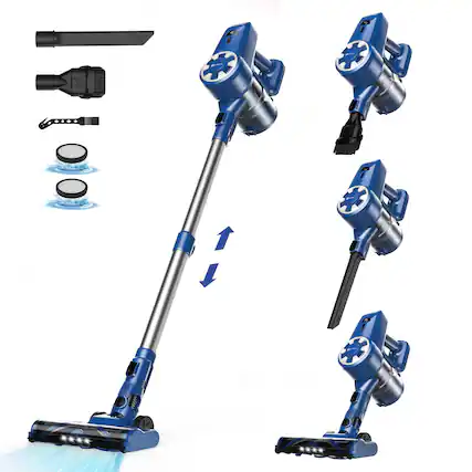 Front. UMLO - N3S Cordless Vacuum Cleaner for Home, Ultra-Lightweight with 2200 mAh Battery, 40 Mins Max Runtime, Rechargeable Vacuum - BLUE.