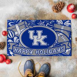 Evergreen Enterprises - Kentucky Wildcats 28" x 16" Happy Holidays Christmas Turf Door Mat - Multicolor