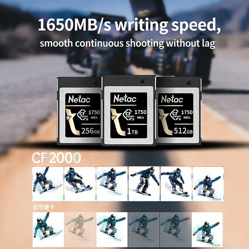 1650MB/s writing speed, smooth continuous shooting without lag

Netac CF 1750
- 256GB CF2000
- 1TB
- 512GB

CF2000