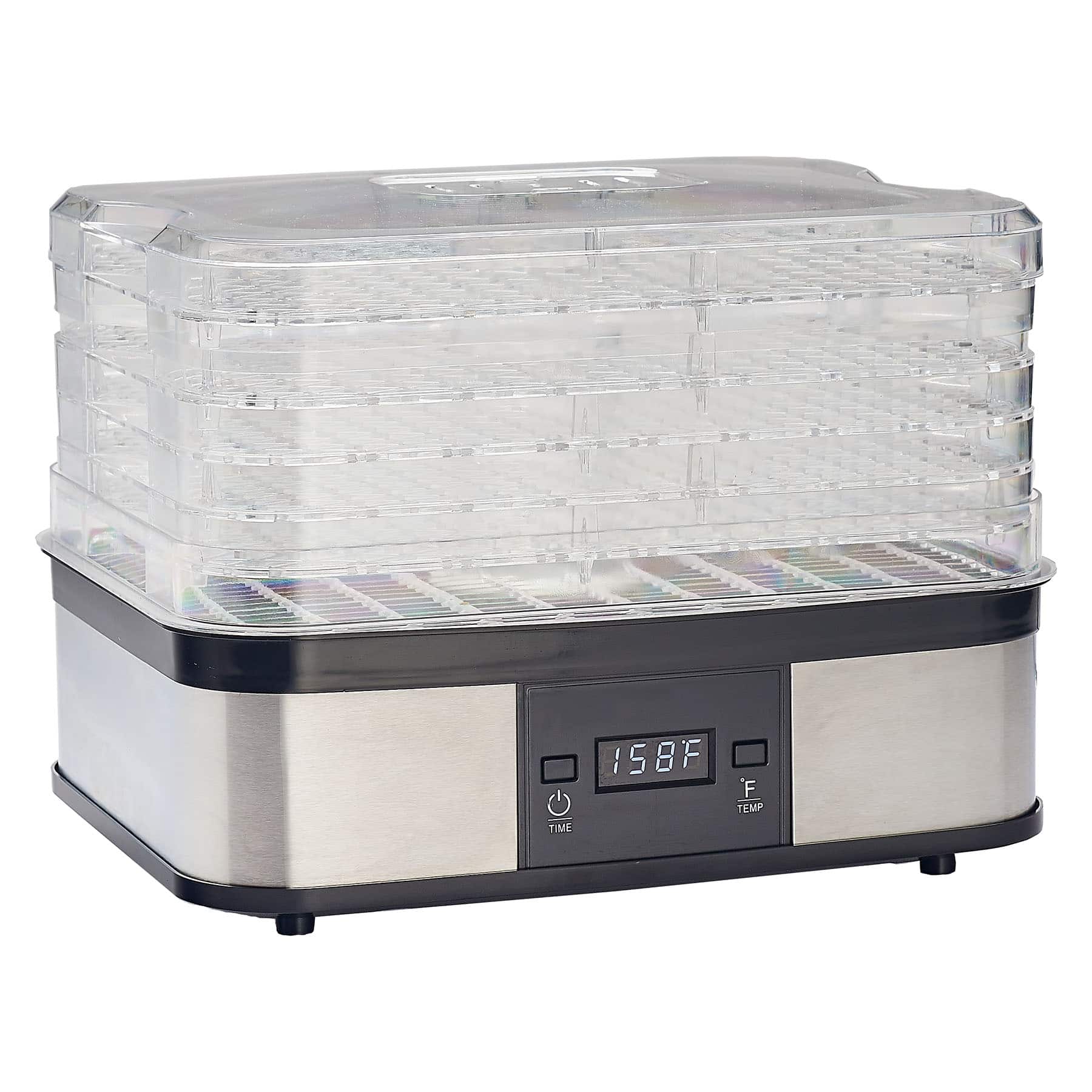 Front. LEM Product - 5-Tray Digital Dehydrator - Black.