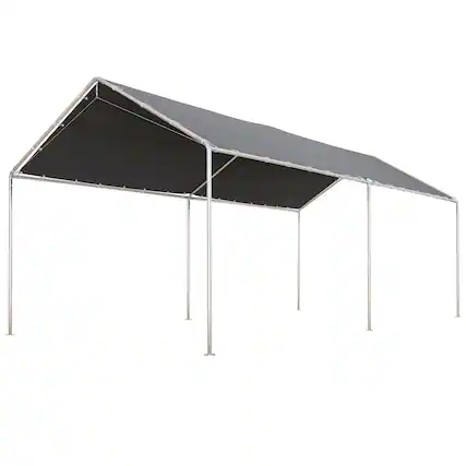 Front. Outsunny - x 19.5' Carport Heavy Duty Galvanized Car Canopy w/ Included Anchor Kit - Grey.