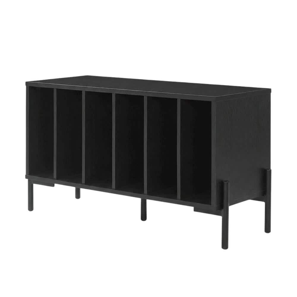 Crosley Furniture - Greenwich Medium Record Player Stand With Vinyl Storage - Black