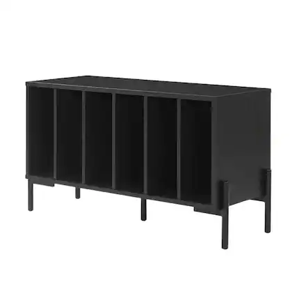 Front. Crosley Furniture - Greenwich Medium Record Player Stand With Vinyl Storage - Black.