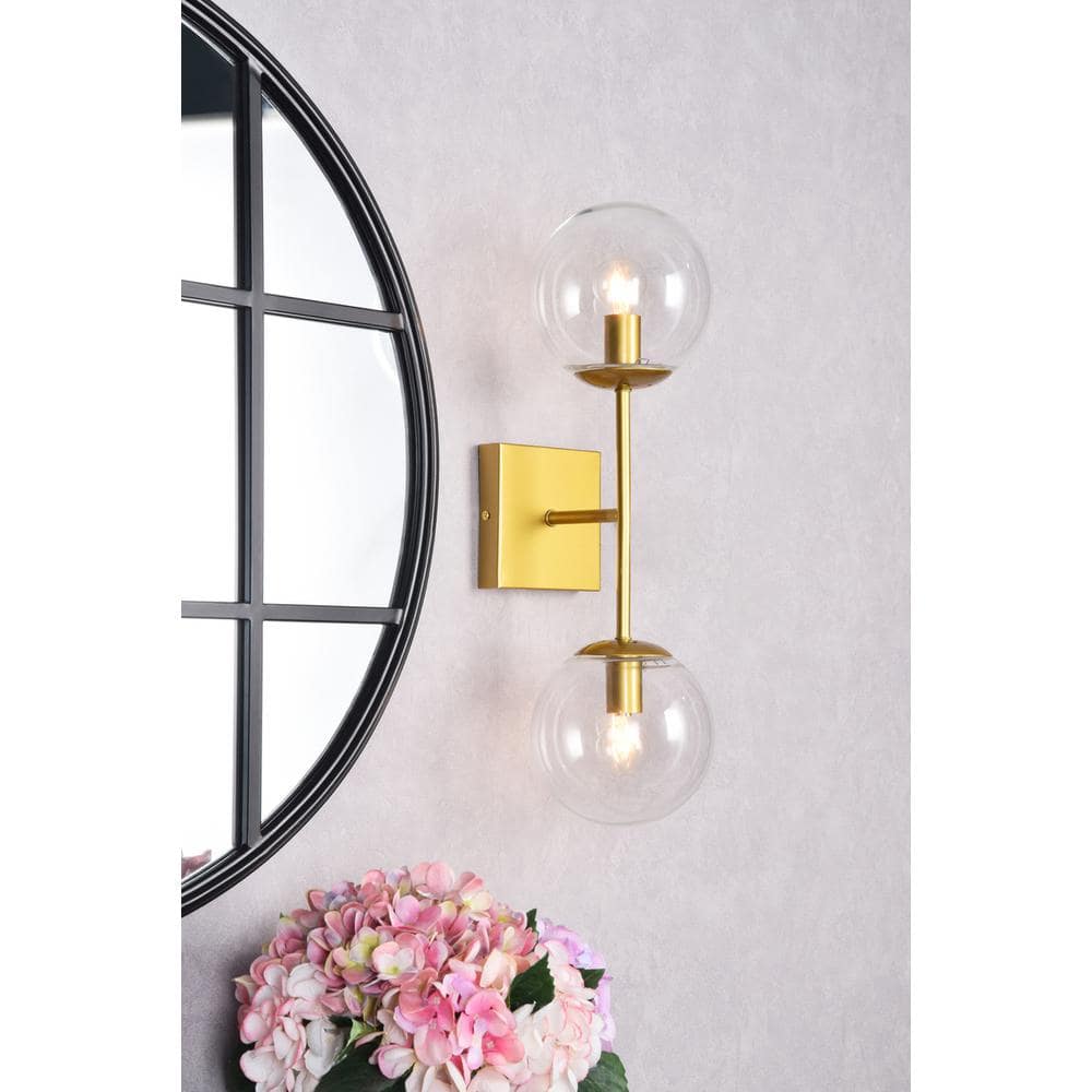 Living District - Neri 2 lights glass wall sconce - Brass And Clear price history on PriceWatchPro