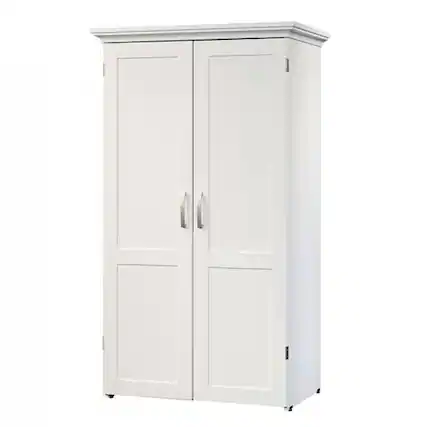 Front. Hivvago - Drop Leaf Computer Desk Craft Table Armoire in White Wood Finish - White.