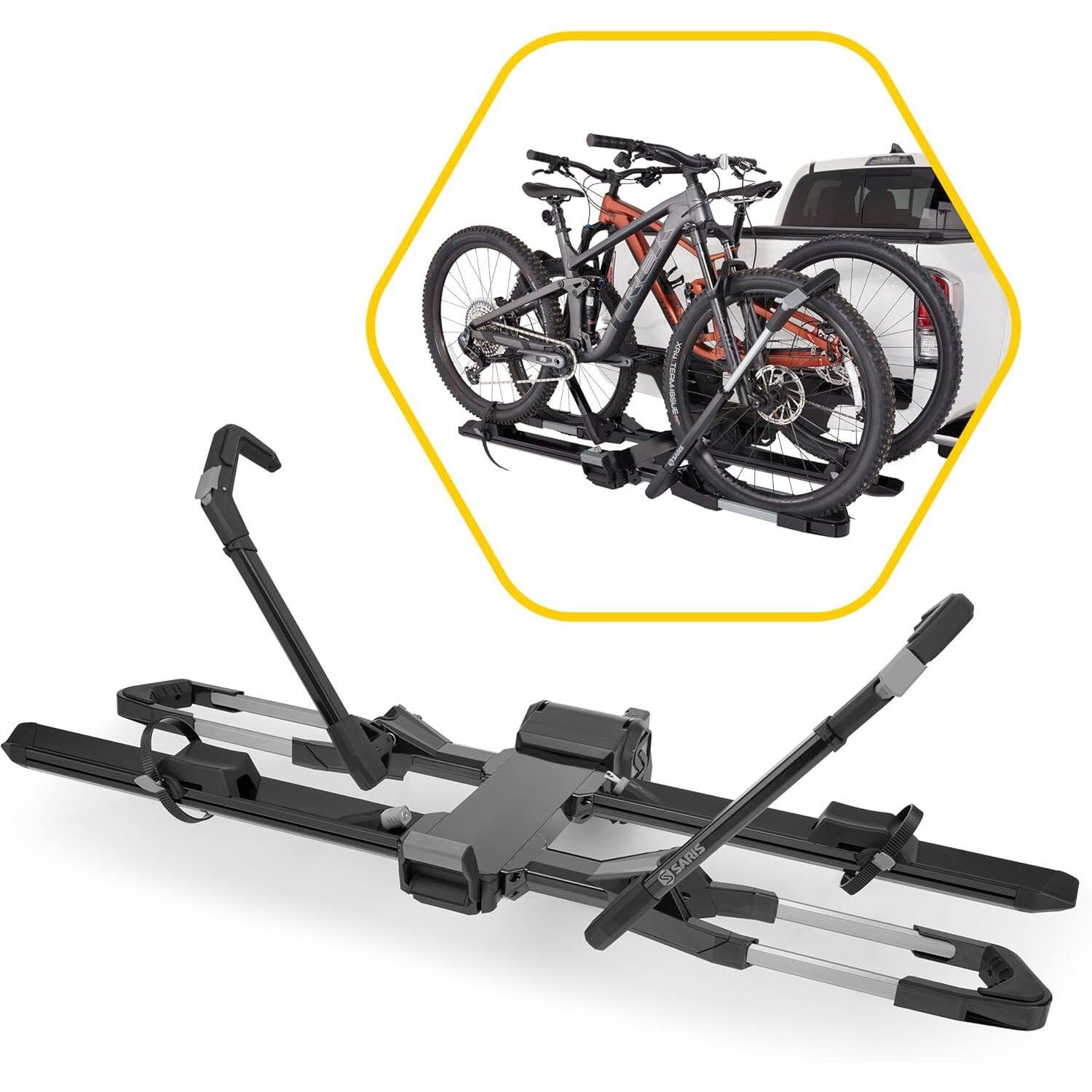 Alt View 4. Saris - SuperClamp G4 2-Bike Hitch Rack Lightweight Platform Carrier with Zero Frame Contact & Tilt - Carbon Black.