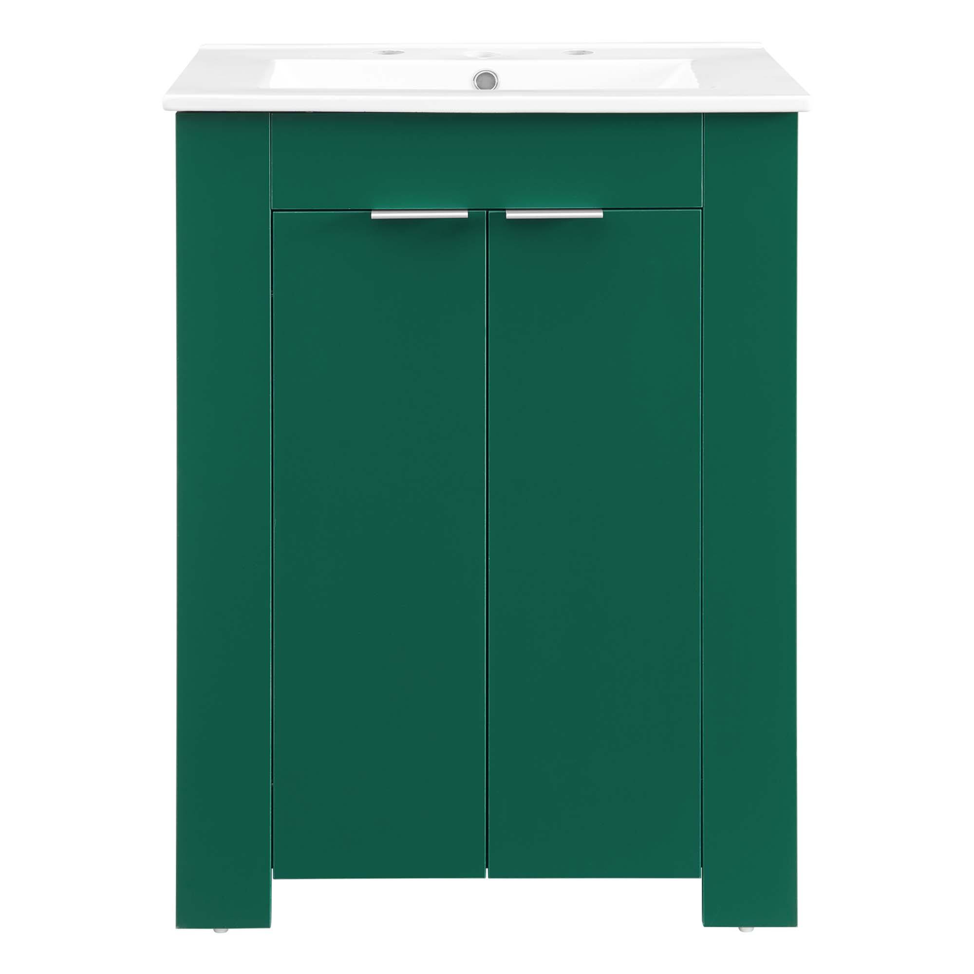 Alt View 2. Modway - Maybelle Bathroom Vanity Basin Included - Green White.