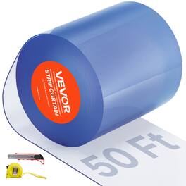 VEVOR - Clear PVC Strip Curtain, 50 ft Length x 8 in Width, Plastic Door Strip Bulk Roll, Walk in Freezer Cooler Curtain Strips - Light blue