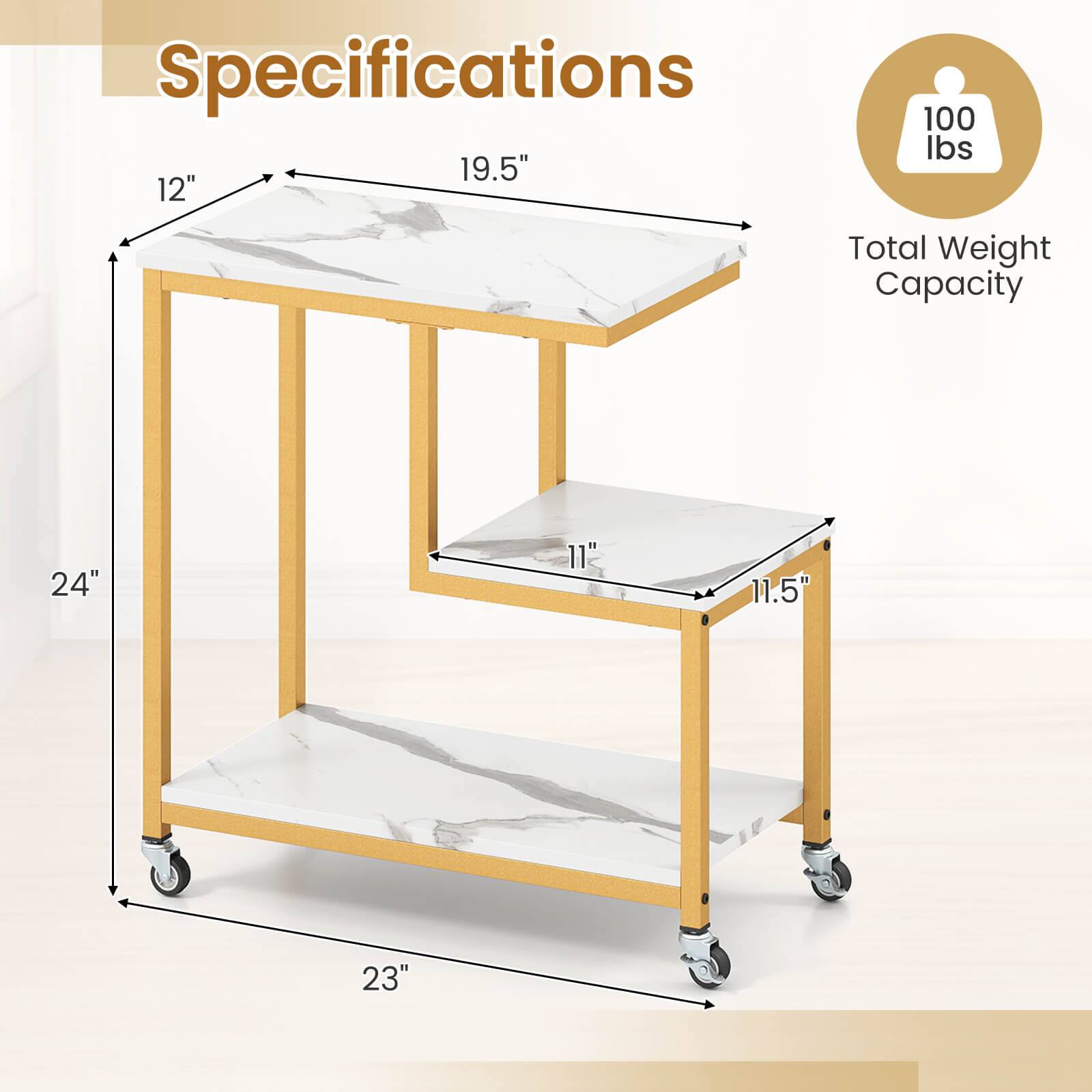 Specifications:

* 19.5" x 12" x 100 lbs Total Weight Capacity
* 24" x 11" x 11.5"
* 23" x 11.5"