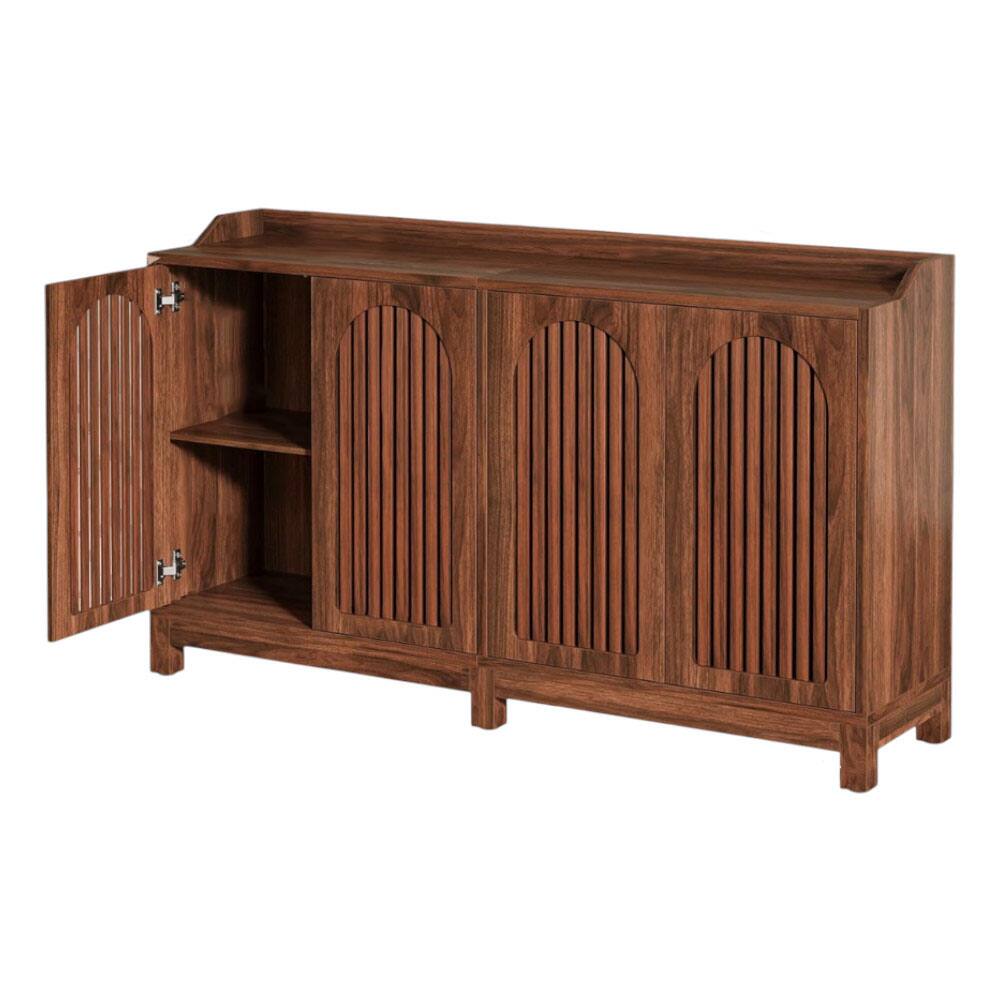 Front. SlickBlue - Kitchen Cupboard with Adjustable Shelves and Spring-Loaded Doors - Brown.
