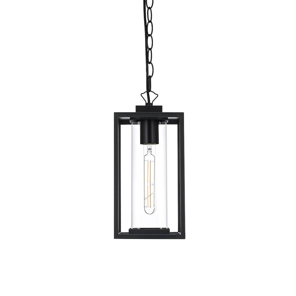 Left. Elegant Lighting - Memphis 7 inch Outdoor Pendant in Black - Black.